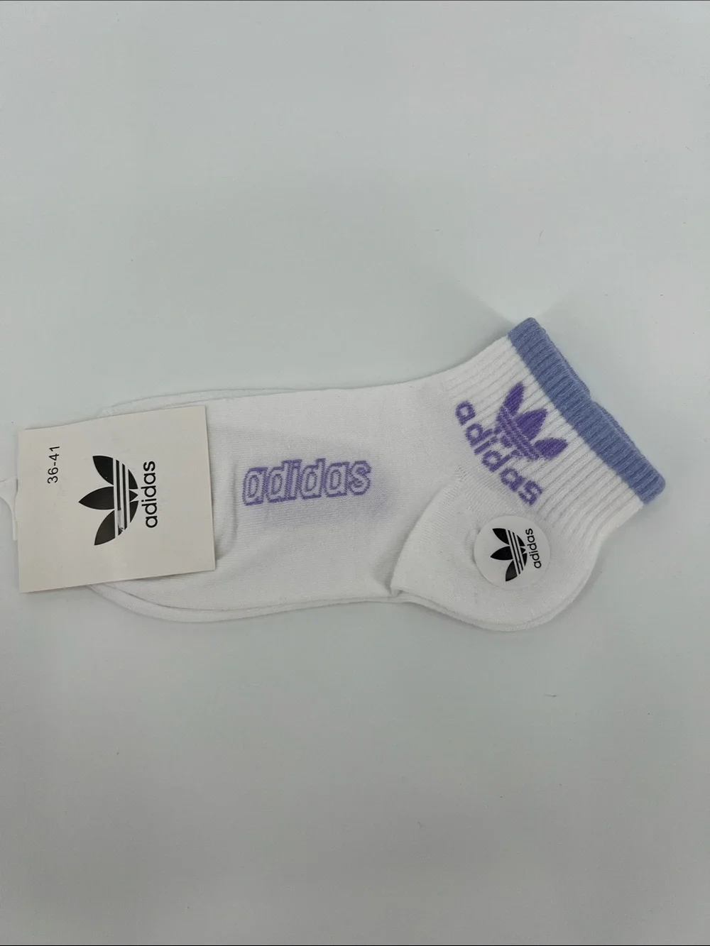 adidas  3-Pack Low Cut Socks in White with Black, Pink & Lavender Accents